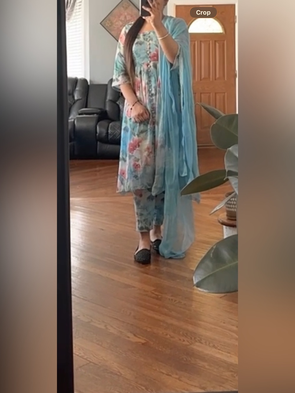 Pastel Blue Floral Punjabi Suit Set 💙🌸 | Pant Kameez + Dupatta